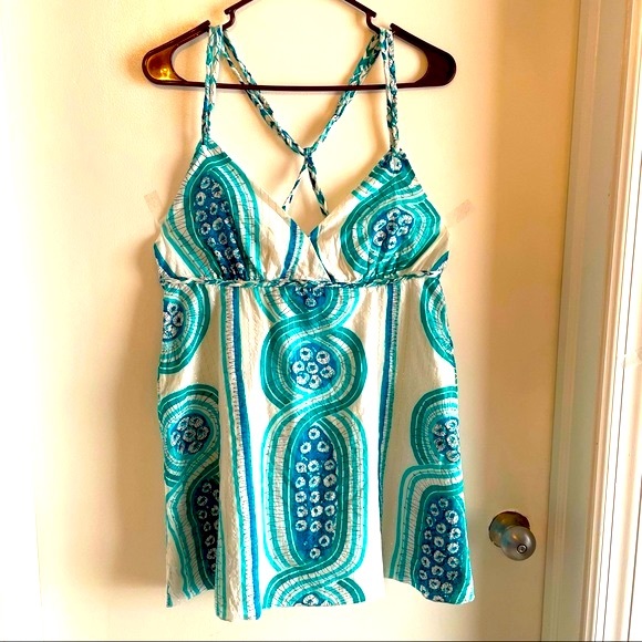 BCBG Tops - BCBGIRLS!!!! Women’s Turquoise Stripe mini Sundress or Top! Spaghetti Straps.